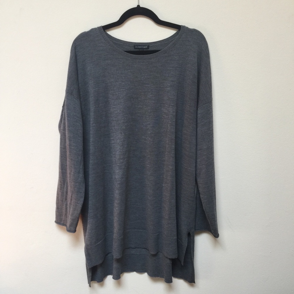 Eileen Fisher 100% Merino Wool Grey Tunic